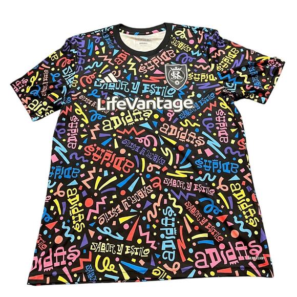 Men's‎ Real Salt Lake adidas Black 2023 Hispanic Heritage Pre-Match Top Large - Picture 1 of 9